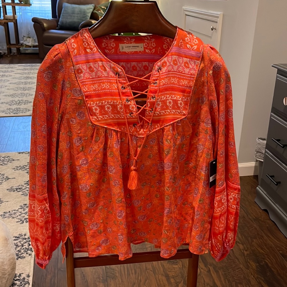 NWT Lucky 🍀 Brand Women’s Balloon Sleeve Top sz S